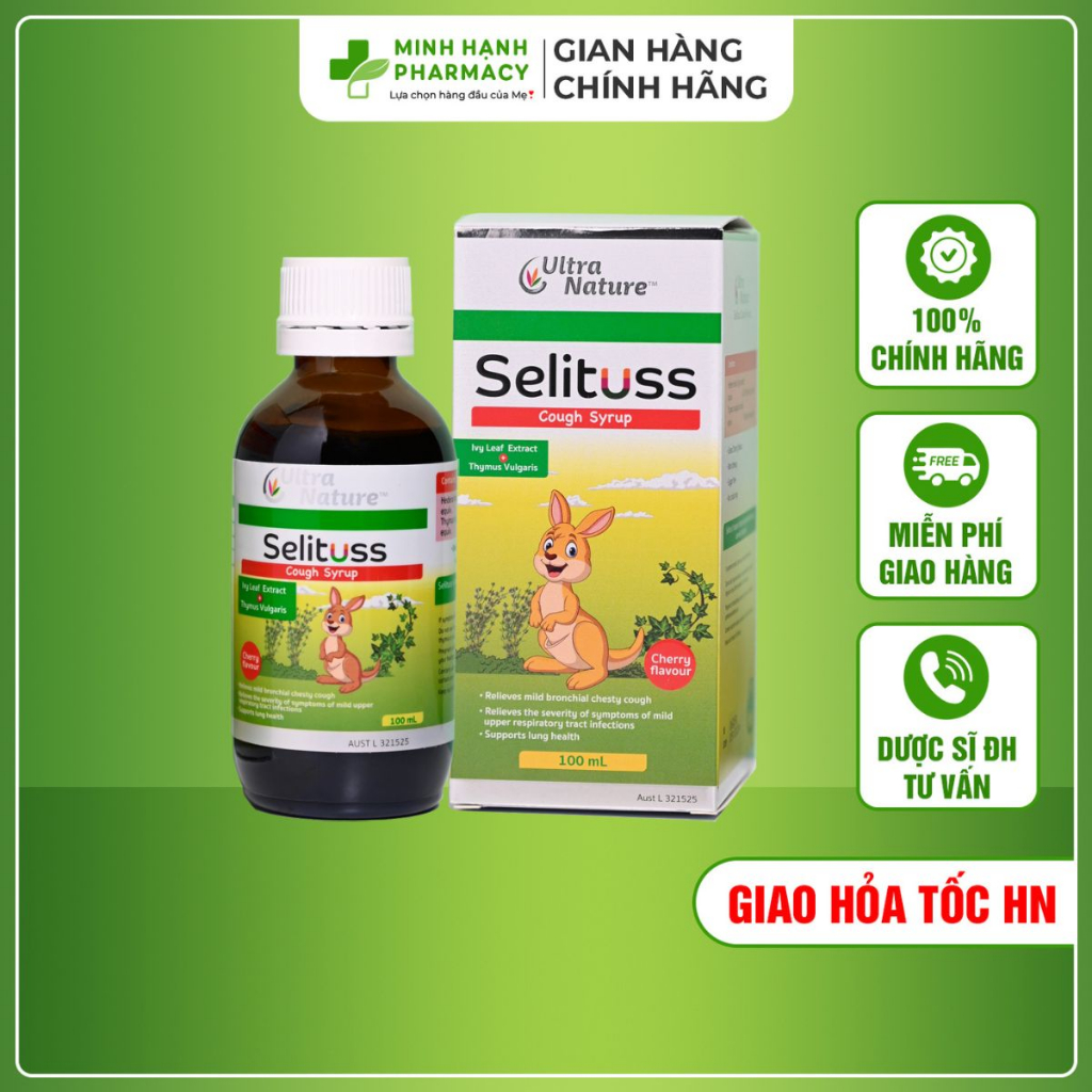 Tinh chất siro ho selituss giúp giảm ho, long đờm, giảm đau rát họng nhập khẩu úc - hộp 100ml - minh hạnh pharmacy