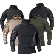 Man Outdoor Tactical Long Sleeve Hiking T-Shirts Cotton Shooting Hunting Camping Long Sleeve Army Tactical Camouflage