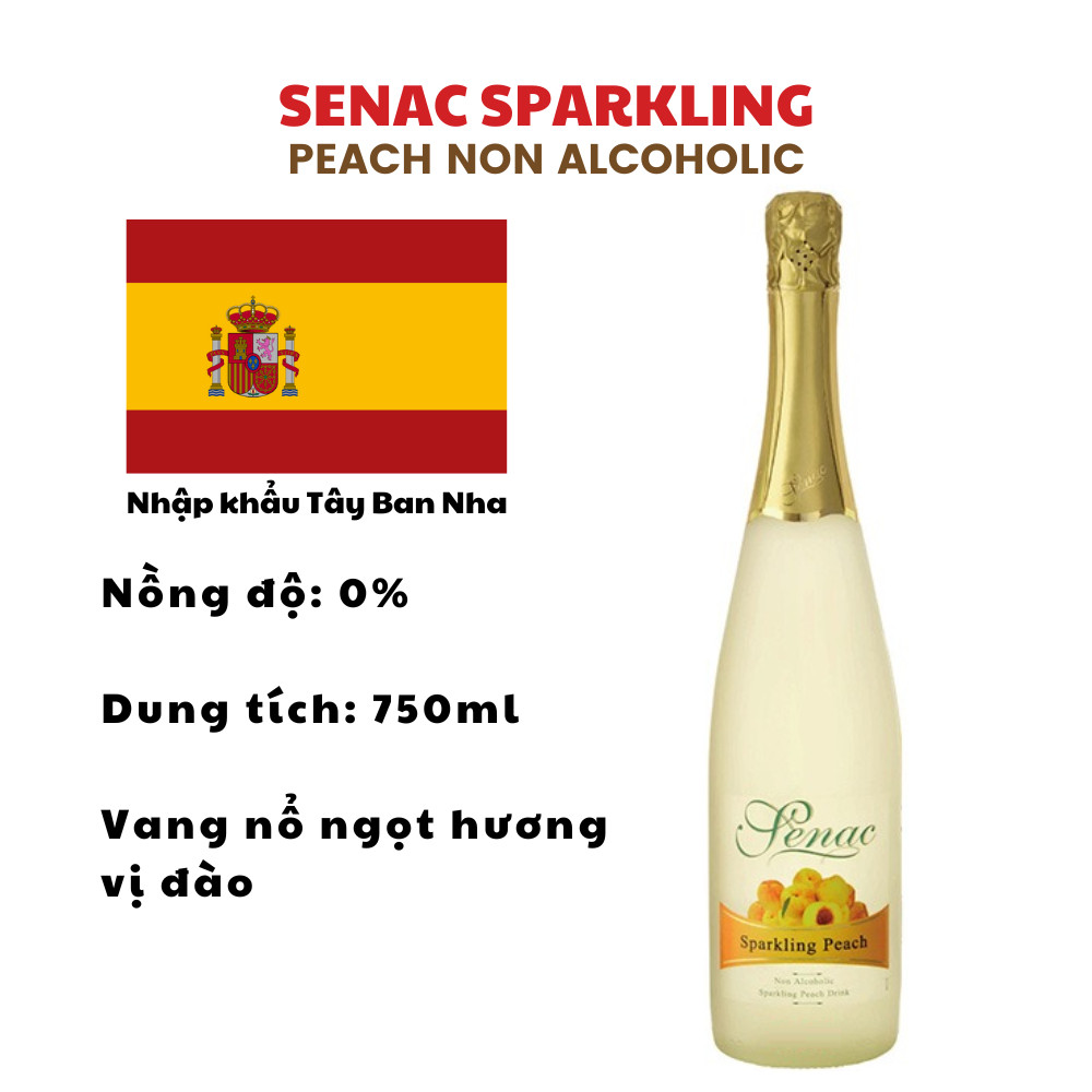 Thùng 6 Chai Senac Sparkling Peach Non Alcoholic - Vang Nổ Senac Vị Đào Không Cồn