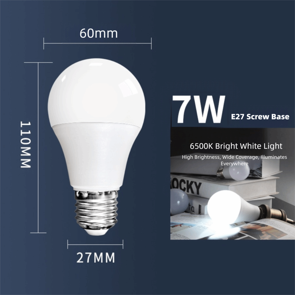 OKDEALS E27 LED Light Bulb White Light 3/5/7/912/15/18/24W Energy-saving Lamp Ultra Bright Plastic Coated Aluminum Replace Light Bulb Household