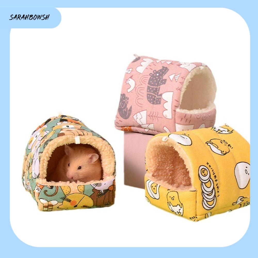 SARAHBOWSH Vải nhung lông Nhà chuột hamster Chuồng sóc Thỏ Ấm áp mùa đông Ổ chuột lang Mềm Thoải mái Giường ngủ động vật nhỏ