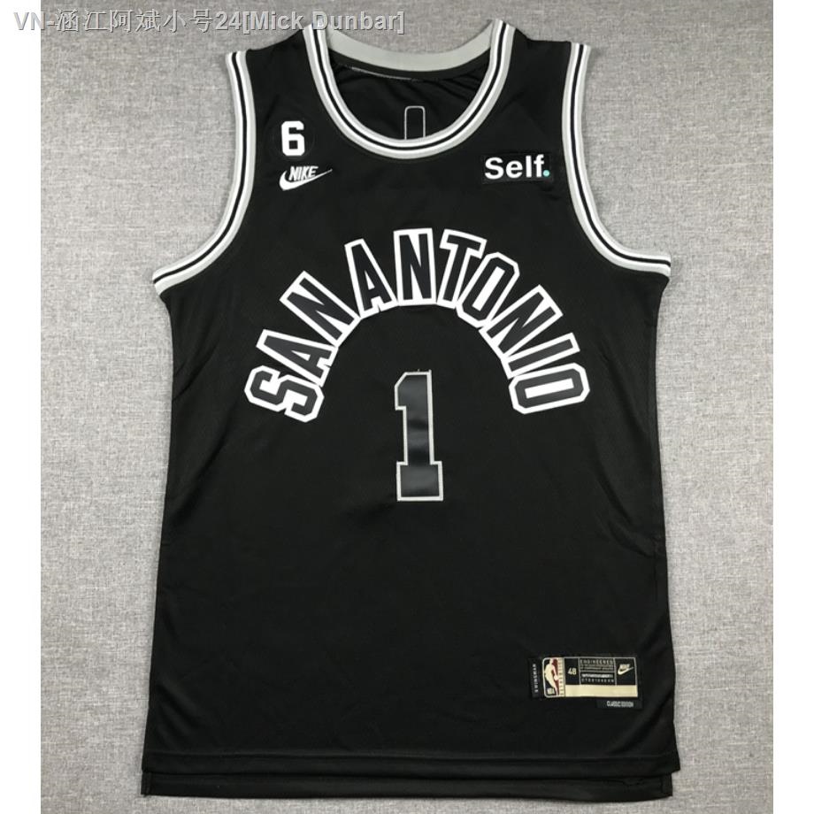 ☜♀ Mick Dunbar 2023 new men San Antonio Spurs 1 Victor Wembanyama embroidery basketball jerseys jersey city black