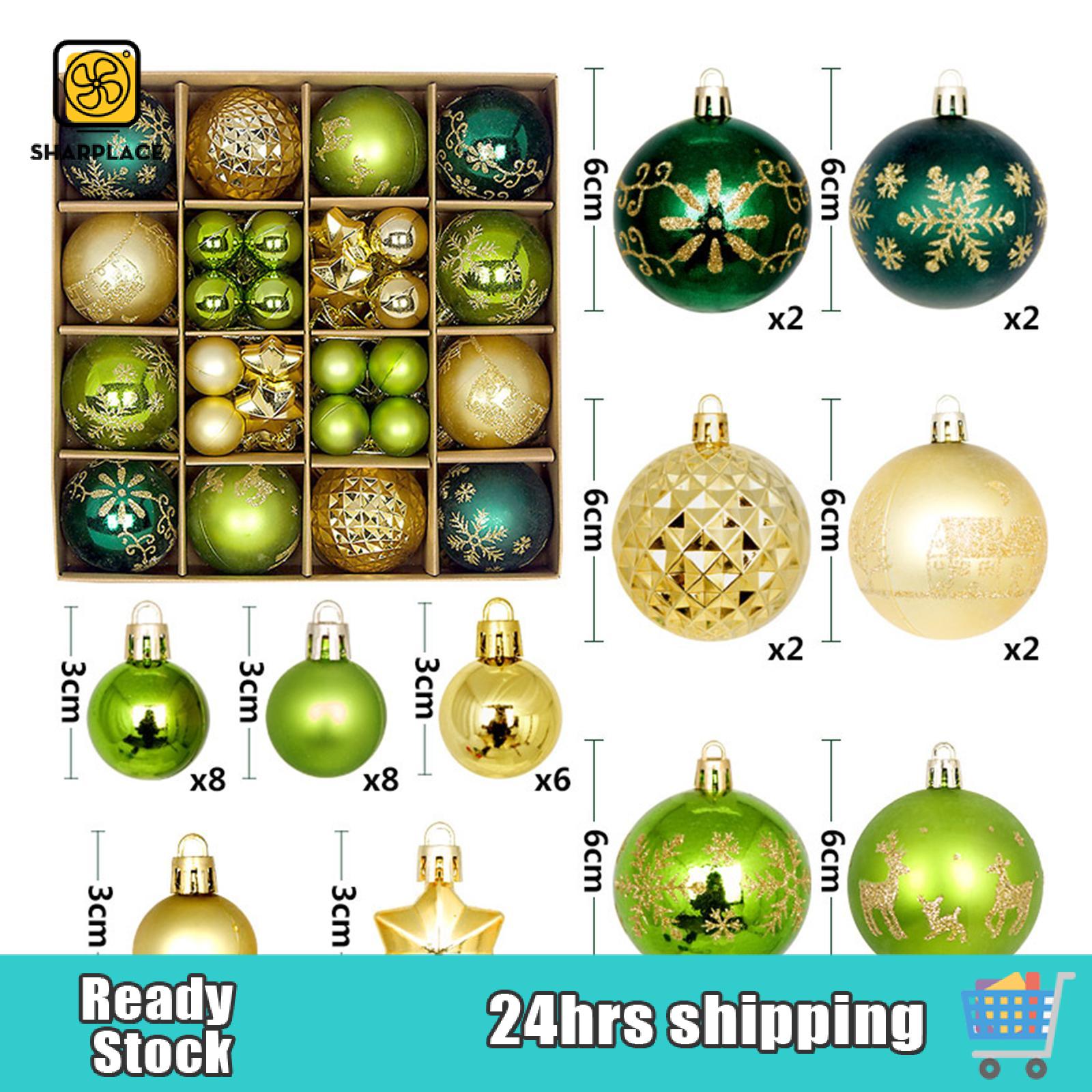 Sharplace 44Pcs Christmas Balls Ornaments Christmas Tree Decorations Christmas Baubles Bulk Charm Pendants for New Year Halloween Porch