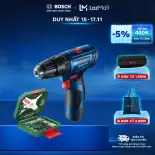 Máy khoan động lực pin GSB 120-LI + Tặng kèm 1 Bộ mũi khoan và vặn vít X-Line 34 món