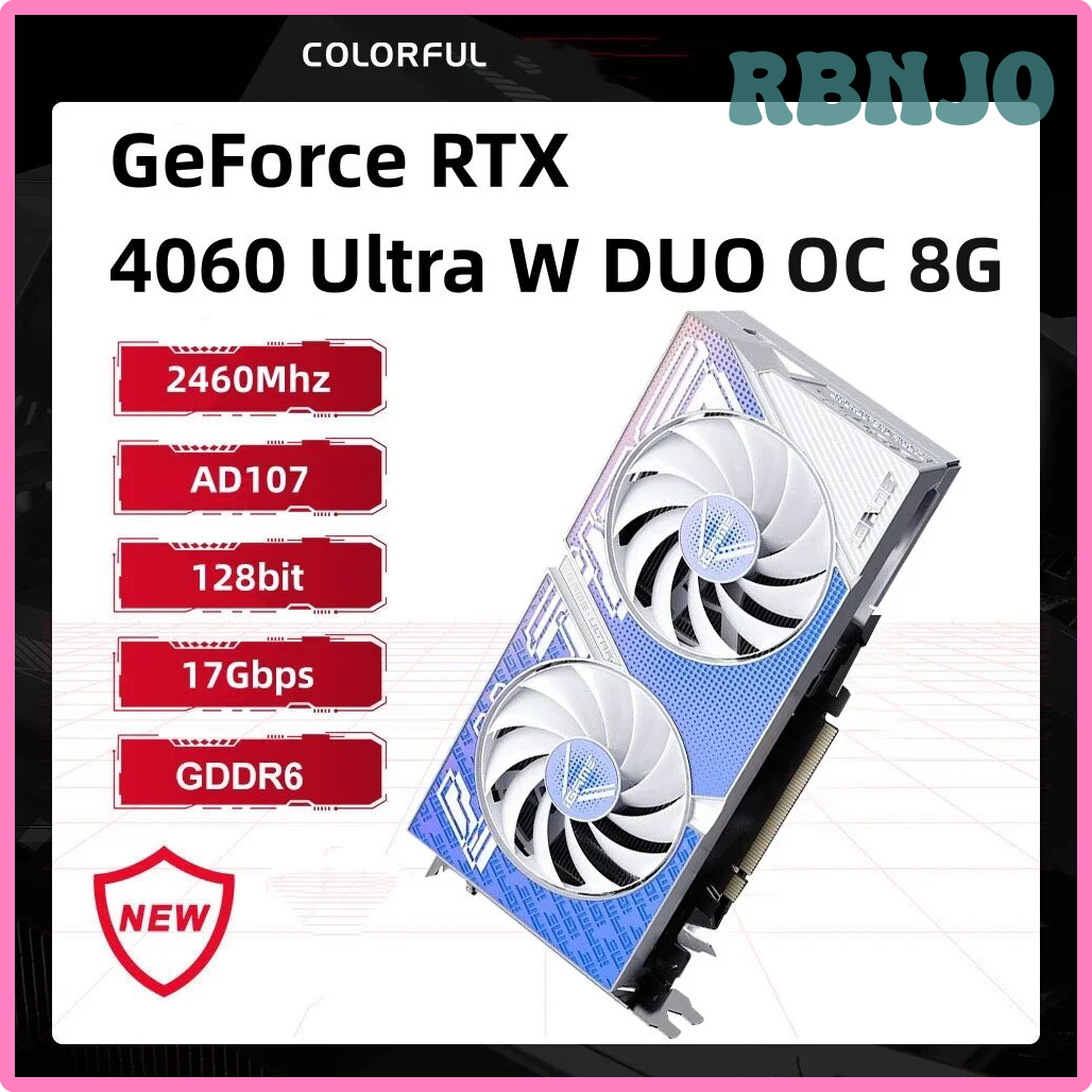 RBNJO Colorful GeForce RTX 4060 Ultra W DUO OC 8GB Graphics Card 128bit GDDR6 Computer Gaming Video EVBYJ ราคา 28,614 บาท*ส่งฟรี