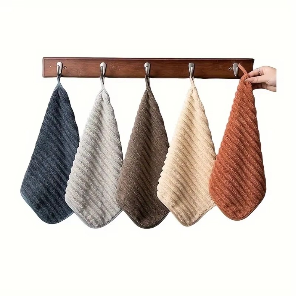 PIEPING 5PCS Siêu thấm hút Bộ khăn tay 11,811,8 inch Mềm mại Khăn lau và khăn rửa   Đồ dùng cần thiết hàng ngày Khăn treo phòng tắm dành cho hộ gia đình - 2