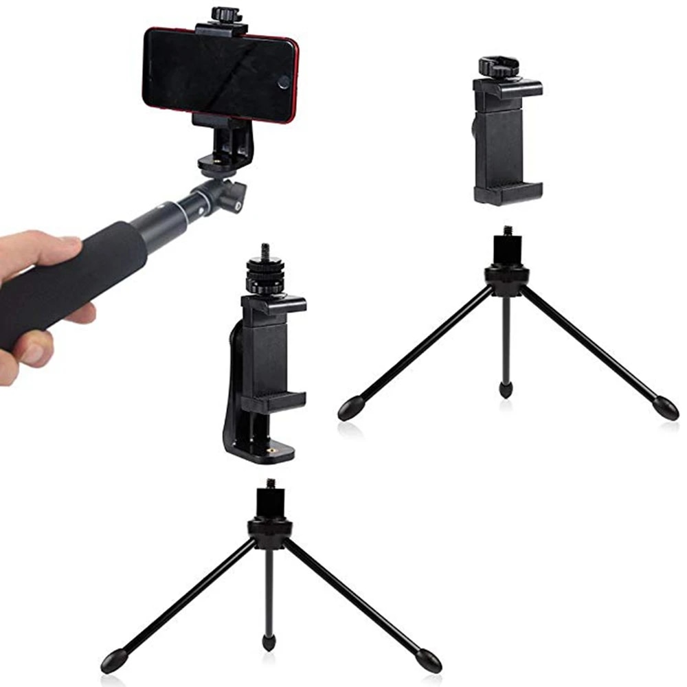 Mosizave Trực Tiếp Nhà Máy Mới Phổ Quát 360 ° Clip điện thoại giá đỡ cố định Dọc Tripod 1 4 đầu vít điện thoại giá ba chân chân đế iPhone 12 11 XS Max