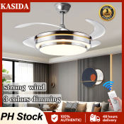 KASIDA Modern Ceiling Fan with Light and Remote, 3 Colors