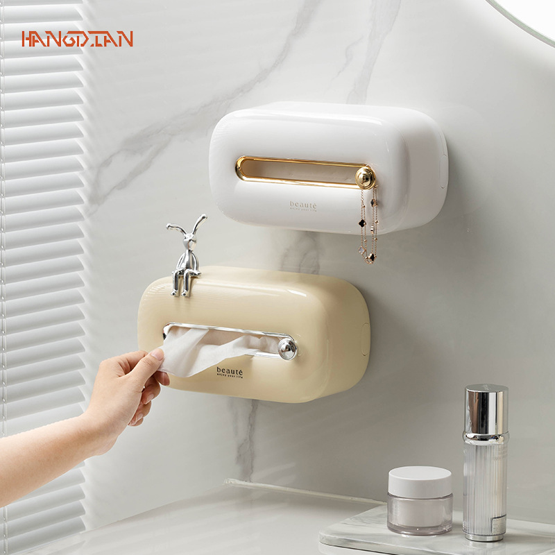 HANGDIANKem phong cách mặt khăn lau Hộp lưu trữ, treo tường phòng tắm, không đấm hút hộp giấy, hộp đựng khăn giấy không thấm nước