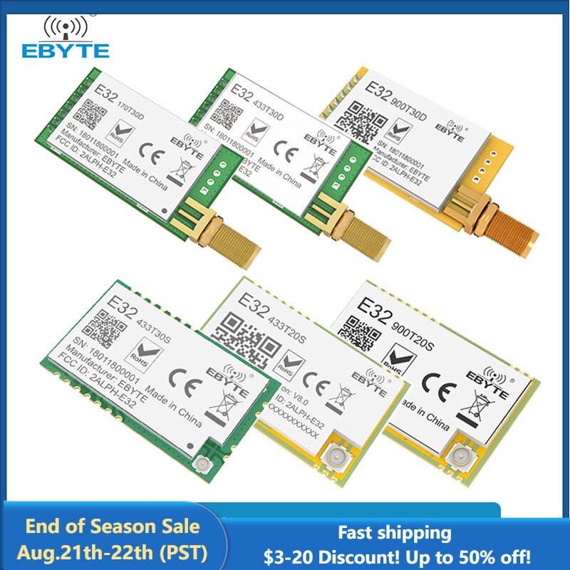 Sx1278 sx1276 lora module ebyte e32 series smd dip 433mhz 915mhz 868mhz 20dbm 30dbm ipex/stamp hole sma-k wireless module