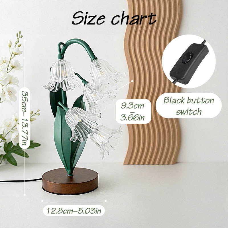 Tulip Table Lamp Bedside Lamp Bedroom Lily of the Valley Bedside Lamp Floral Cozy Atmosphere Night Light