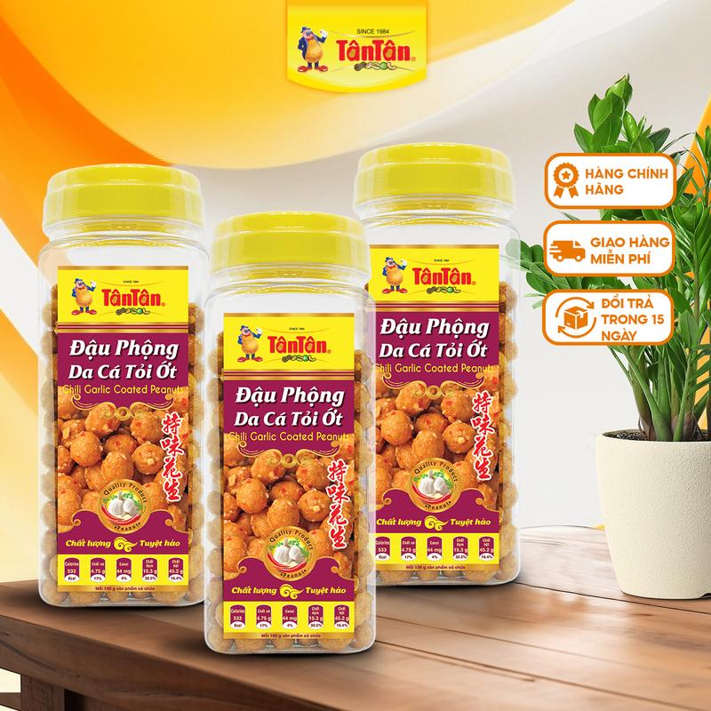  Combo 3 Hũ Đậu Phộng Da Cá Tỏi Ớt Tân Tân 240g hũ Thơm Ngon Đậm Vị - Ăn Vặt 