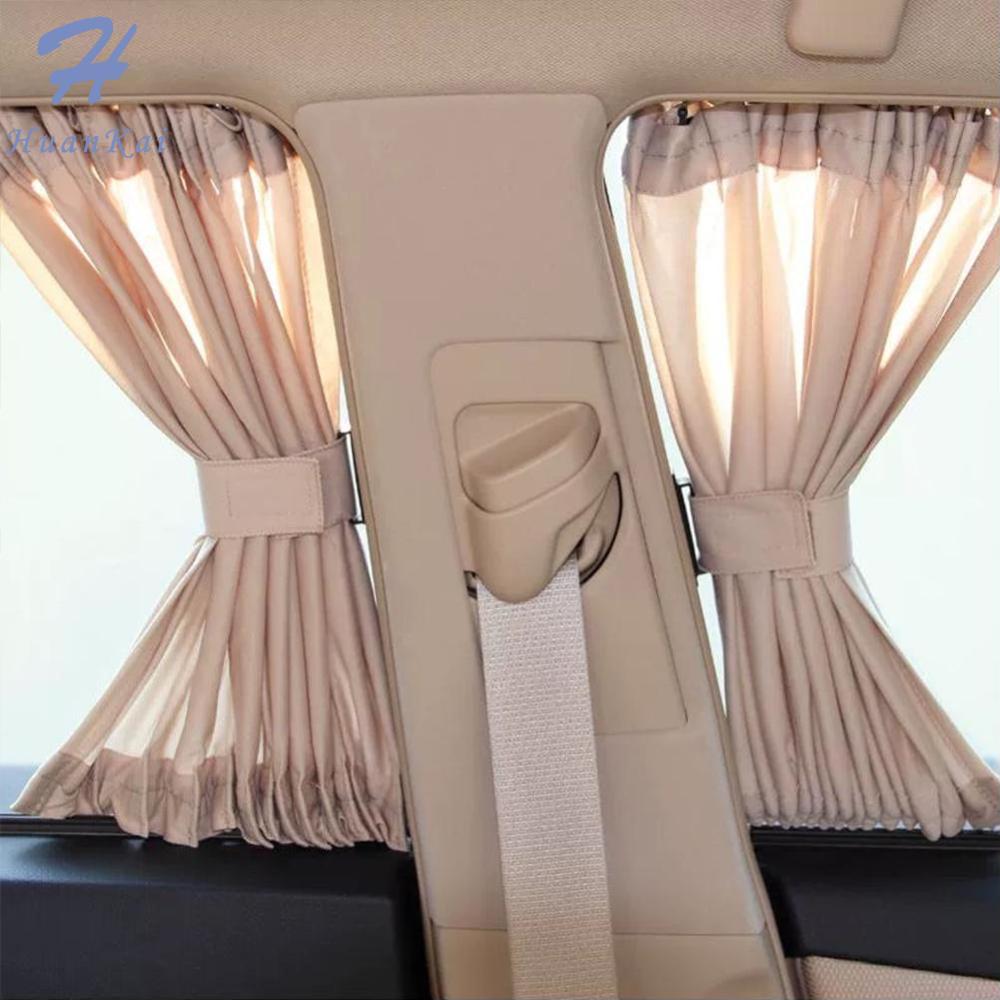 Huankai 2 tấm rèm che nắng cửa sổ bên hông xe hơi đường ray nhựa co giãn thông dụng tấm che nắng cửa sổ ô tô tấm che có dây đàn hồi