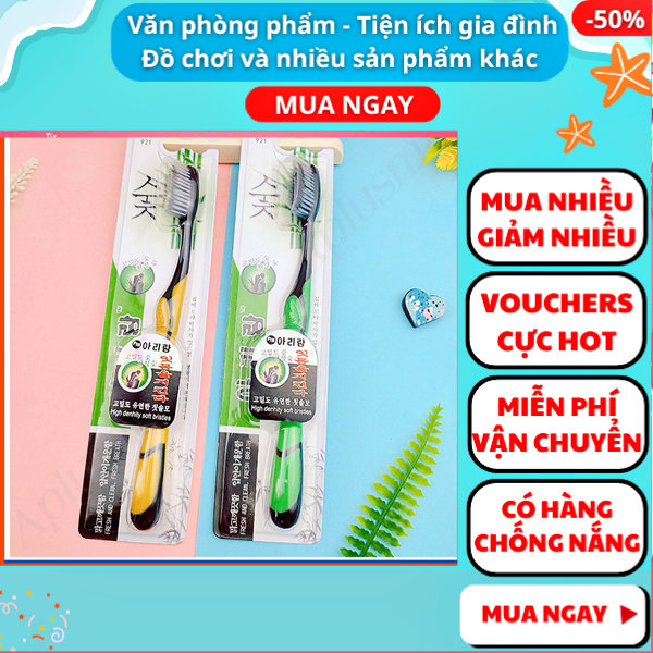 Combo 2 bàn chải đánh răng Bossi Hàn Quốc than hoạt tính sợi tơ giá rẻ,Bàn chải đánh răng than tre,Aplusmart
