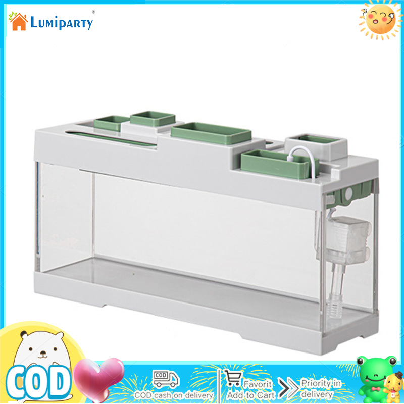 Acrylic Storage Fish Tank With Lid Tabletop Transparent Fish Tank With Storage Compartment Integrated Silent Aquarium With Light ราคา 889 บาท*ส่งฟรี