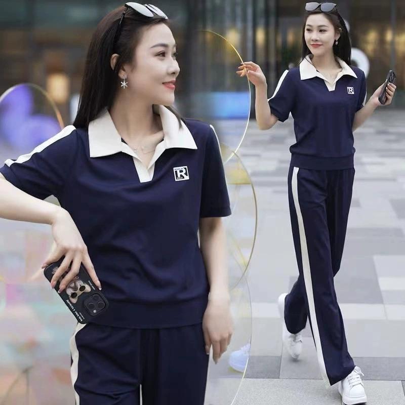 Phụ Nữ Của quần áo thể thao kích thước lớn Phụ Nữ Giản Dị Bộ quần áo Mặc Phụ Nữ Bộ đồ thể thao tay n