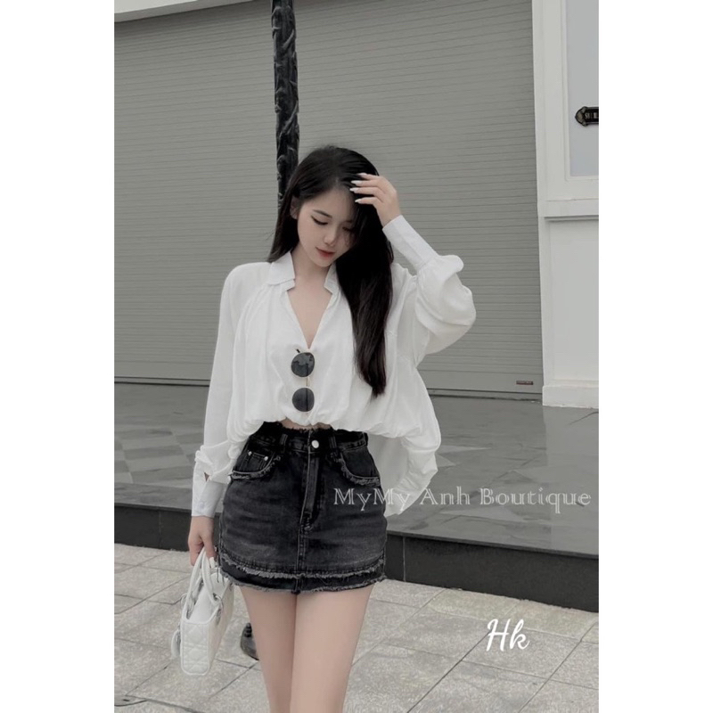 Áo sơ mi nữ cách điệu thiết kế gấu bồng nữ tính