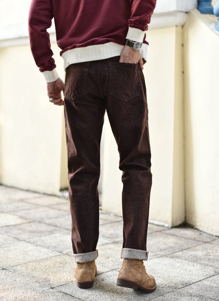 AQLKY Saucezhan Men Jeans Brown Jeans Men Jeans Trousers Selvedge Denim Jeans for Men Taper Fit Mens Jeans vintage 13.8 Oz FGUOP · v2