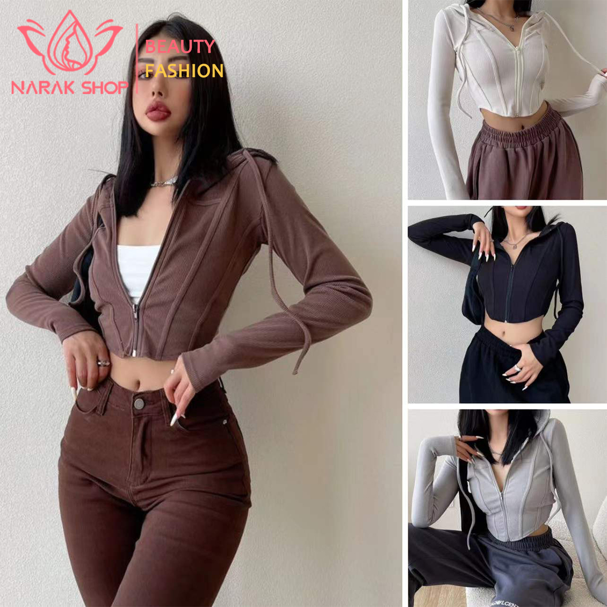 เสื้อครอปแขนยาว เสื้อครึ่งตัวแฟชั่นผู้หญิง ราคา 146 บาท*ส่งฟรี