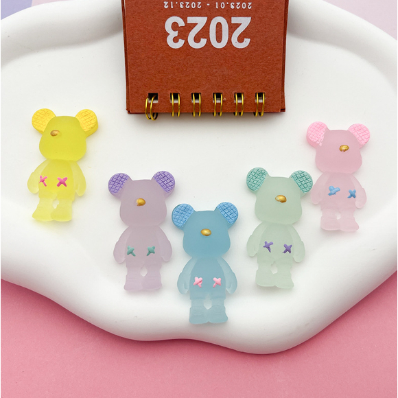 Mô hình gấu teddy 2d dạ quang phát sáng trang trí bàn, decor tiểu cảnh, DIY