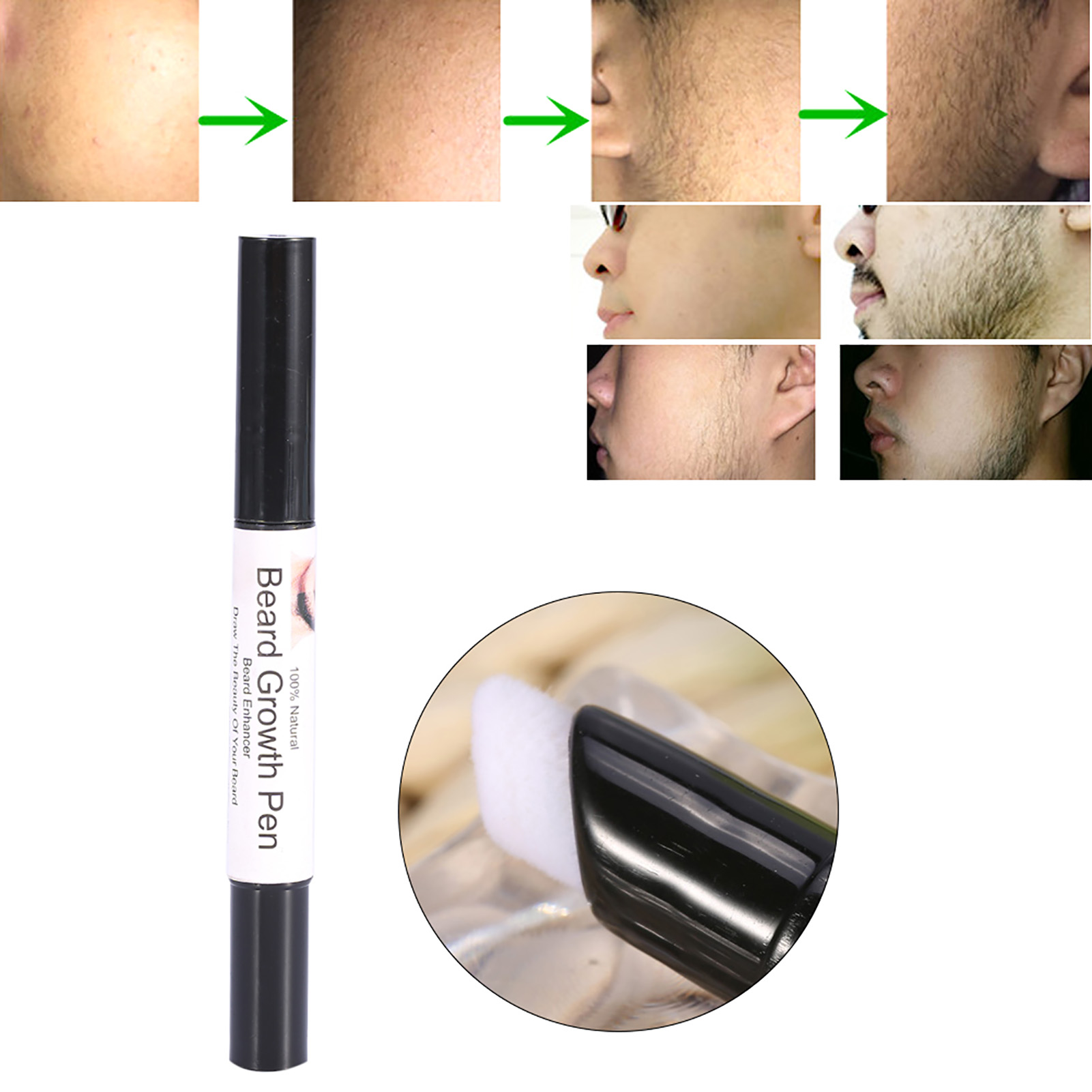 Bút vẽ râu 1 cái râu mặt thúc đẩy nhanh dinh dưỡng nam tóc dày hơn hình dạng bút cho mái tóc râu râu