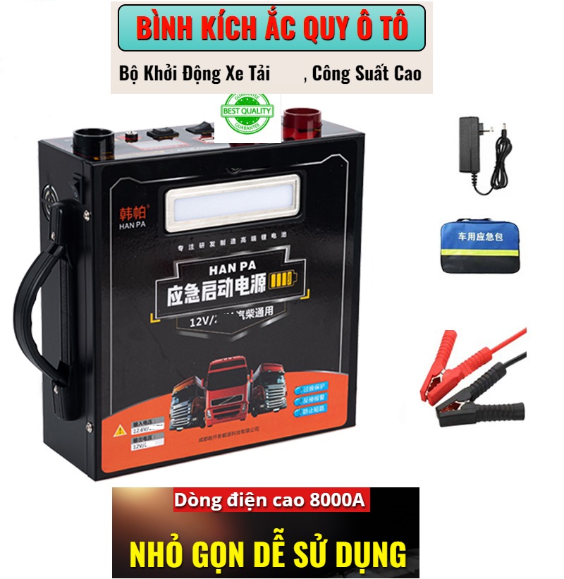 Bộ kich nổ Khởi động ô tô xe tải ,container 12V- Cực Đại 8000A Bình Kích Công Suất Lớn - Dung Lượng Khủng