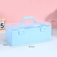 WAPKTY Plastic Clear Storage Box with Handle Desktop Organizer Plastic Storage Case Multi-Function Clear Calligraphy Toolbox Stationery Storage
