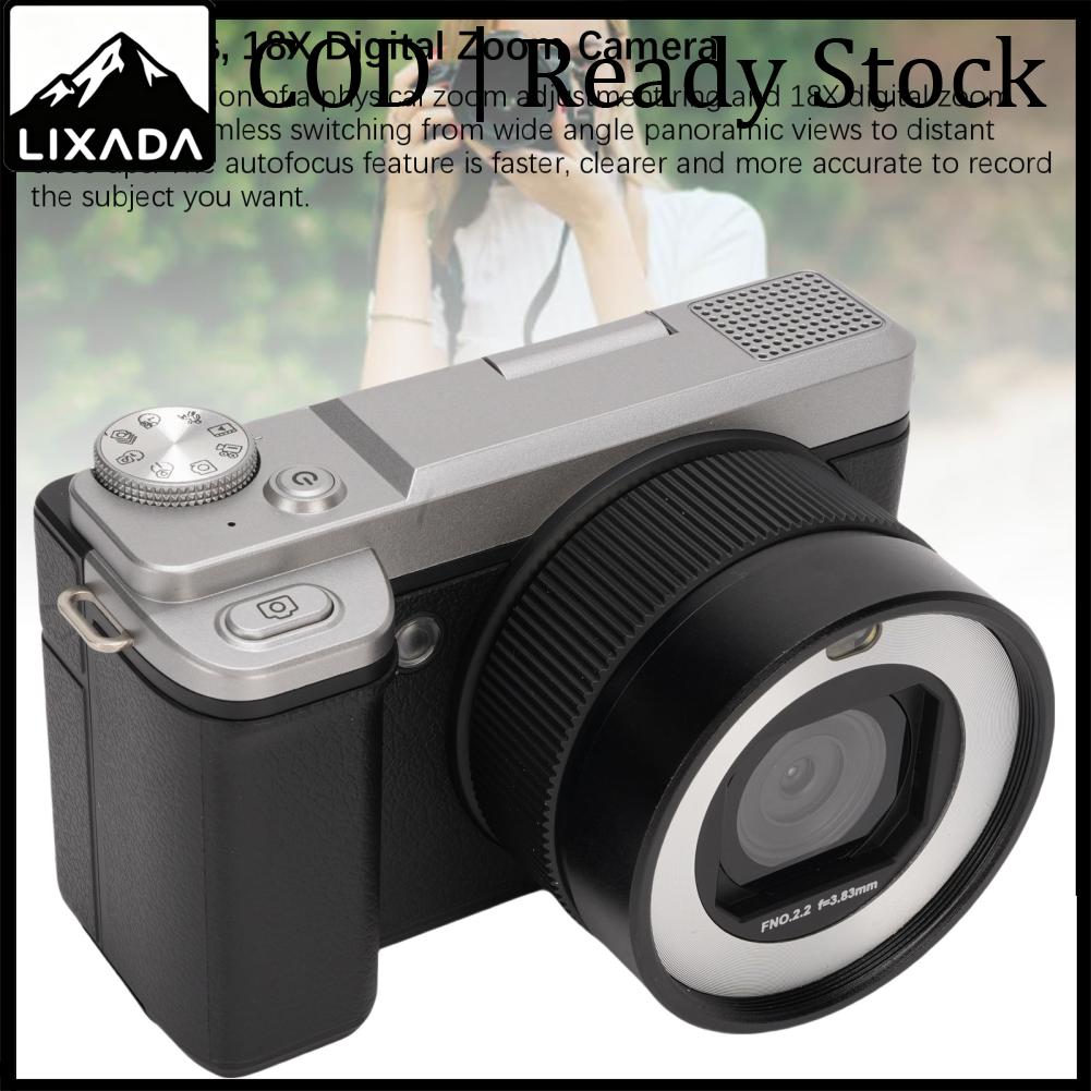 LIXADA กล้องวิดีโอออโต้โฟกัส กล้อง WiFi Vlog แฟลชในตัว น้ำหนักเบา ซูมดิจิตอล 18 เท่า 80MP สำหรับการถ่ายภาพ ราคา 3,493 บาท*ส่งฟรี