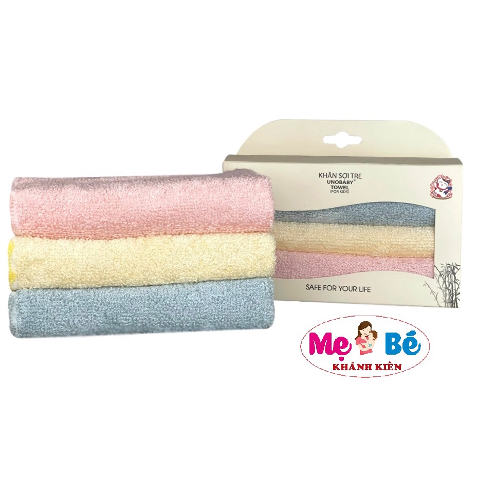 Set 3 khăn sợi tre Unobaby 25x25cm