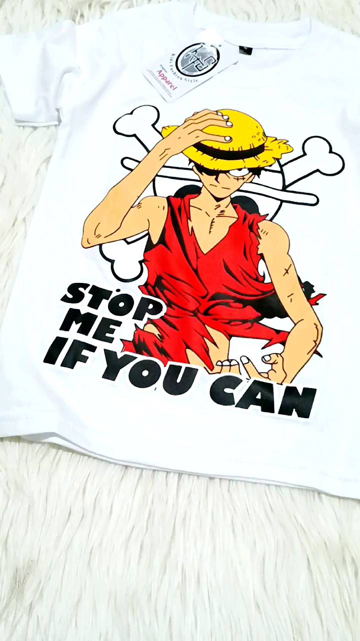 kaos baju one piece karakter luffy gear 5 petir anak laki laki usia 1-10 tahun atasan baju anak unisex gambar anime kartun cetak DTF