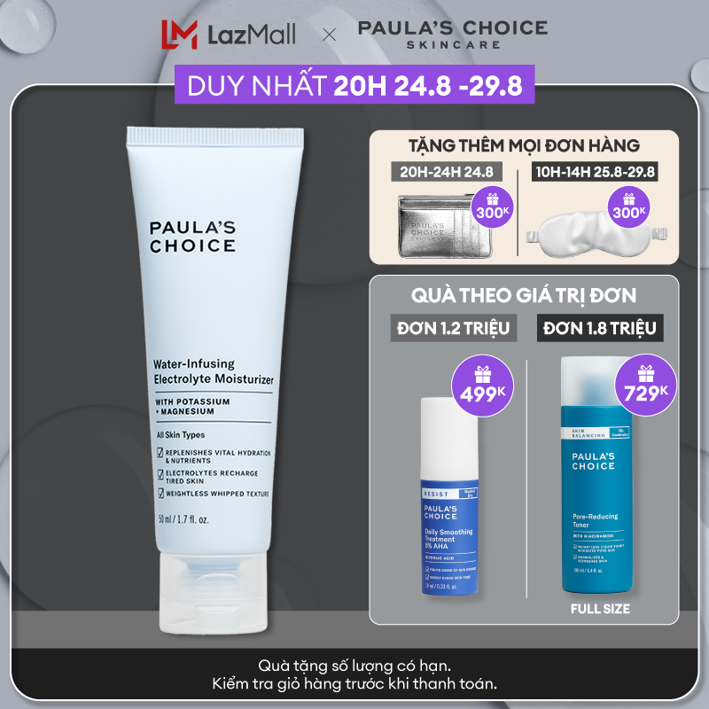 Kem dưỡng ẩm ngậm nước giàu chất điện giải Paula's Choice Water Infusing Electrolyte Moisturizer 50ml Mã 7000