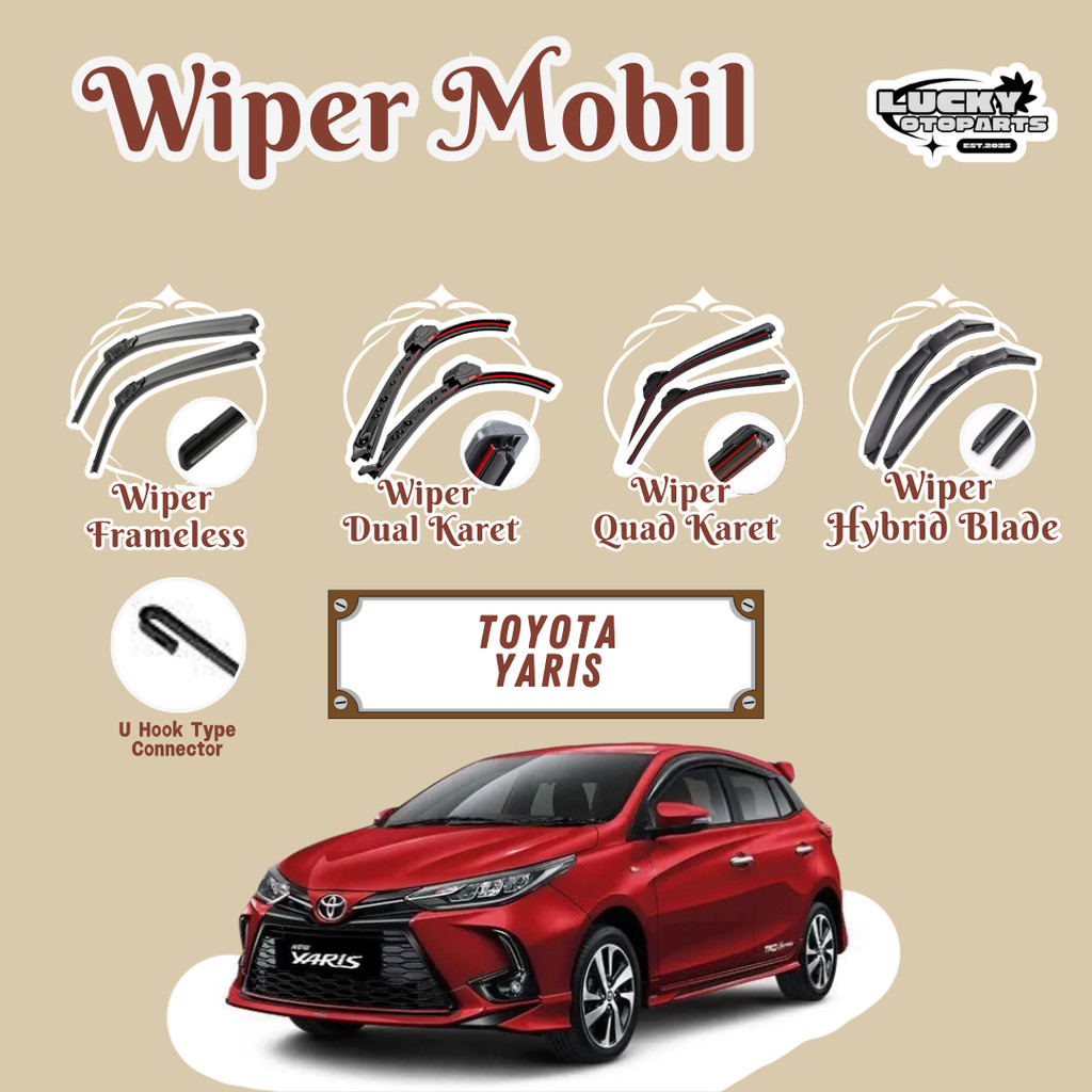 All Varian Wiper Mobil Toyota Yaris Sepasang Kanan dan Kiri Jenis Hybrid Soft Dual Quad Karet Harga  55,000 Ringgit*Penghantaran Percuma