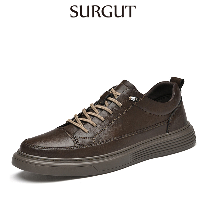 SURGUT Men Fashion Shoes Split Leather Board Shoes Men Anti-Skid Breathable Elasticity Comfortable Shoes Size 38-45 ราคา 1,116 บาท*ส่งฟรี