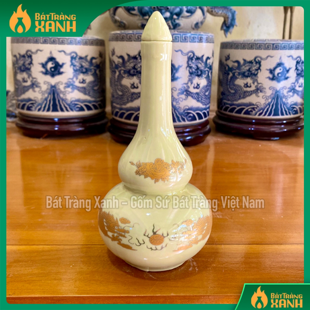 4 cỡ nậm rượu thờ cúng 2 bầu men ngà vàng chuẩn bát tràng