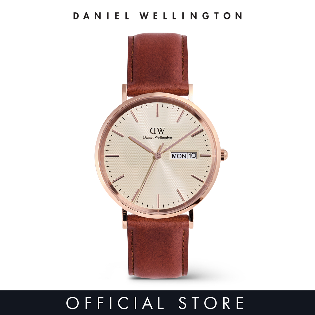 Daniel Wellington Classic Day Display 40mm St Mawes Rose Gold Champagne - Men Watch stainless steel leather watch DW Official Authentic Original