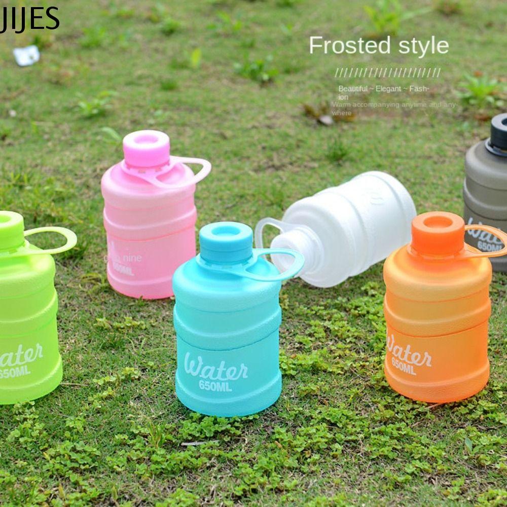 JIJES Sức chứa lớn Chai nước thể thao Trong suốt Chống rò rỉ Cốc uống nước tập thể dục Chai uống nước 650ml Cốc nước mùa hè Outdoot