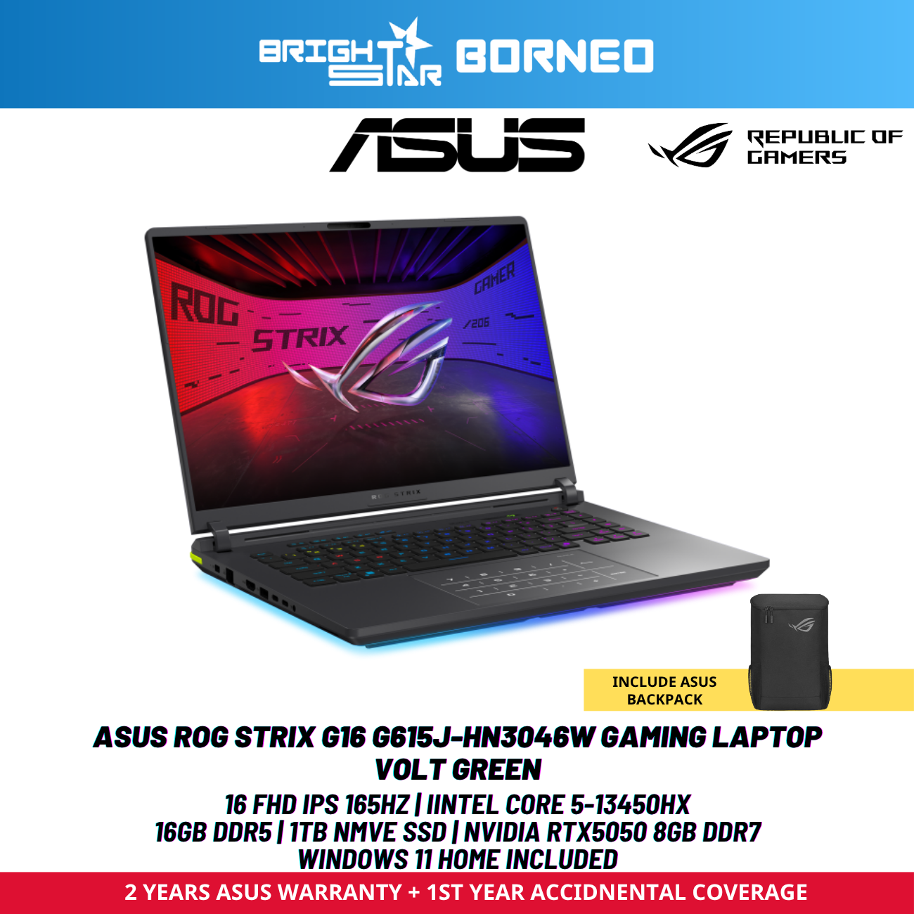 ASUS ROG STRIX G16 G615J-HN3046W Gaming Laptop - 16" FHD