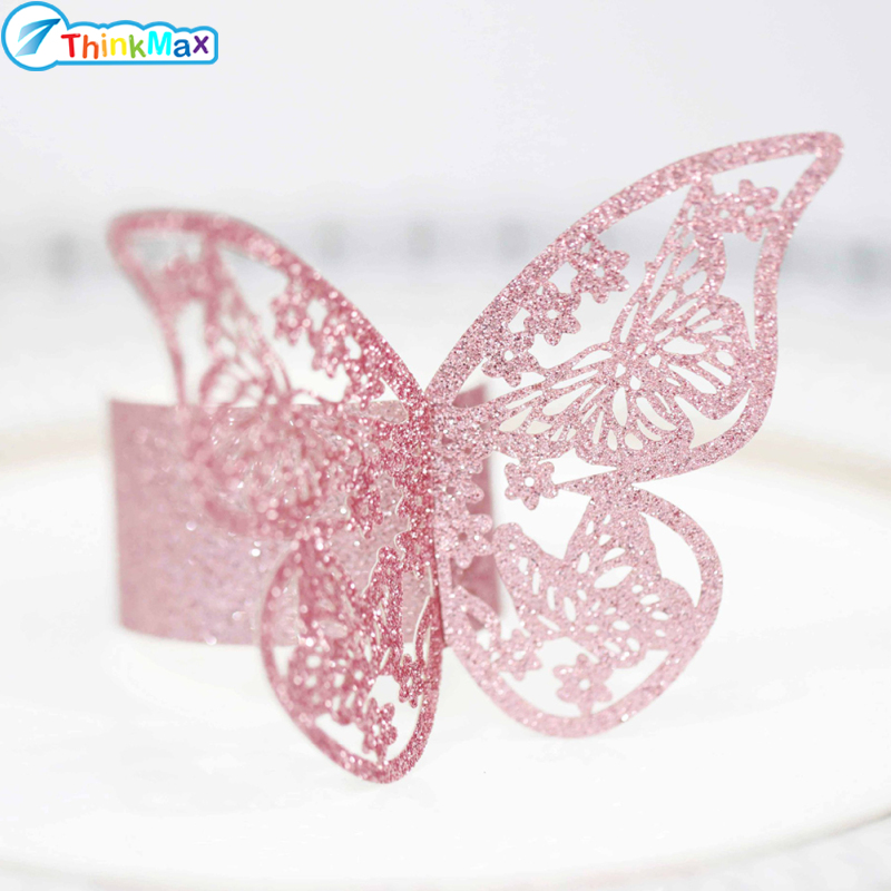 100%Authentic 50pcs Butterfly Shape Napkin Rings Hollow Out Napkin Holder