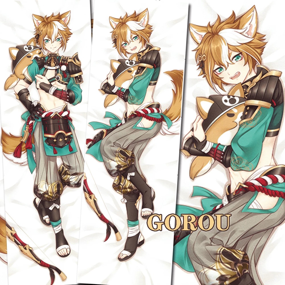 Genshin Impact Inazuma Gorou cơ thể gối trường hợp Gorou cosplay dài gối trường hợp ôm cơ thể gối trường hợp