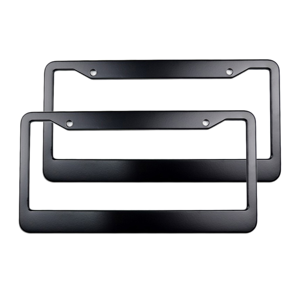 2x Aluminum License Plate Anodized Aluminum Alloy Frame Holder Blank Black