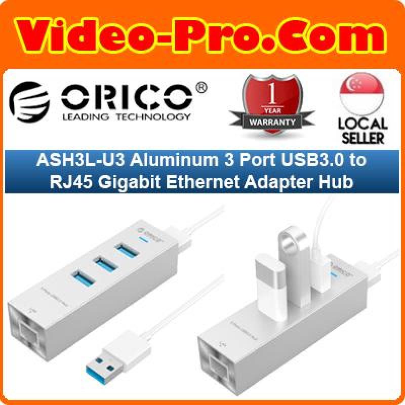 Orico ASH3L-U3 Aluminum 3 Port USB3.0 to RJ45 Gigabit Ethernet Adapter Hub for Windows XP / 7 / 8 / Linux / Mac OS