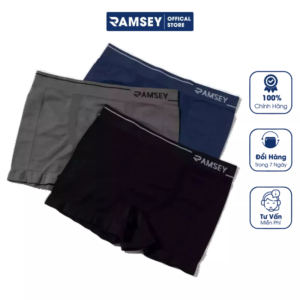 Combo 3 Quần Sịp Đùi Boxer Nam Ramsey Dệt Không Viền RSD 102