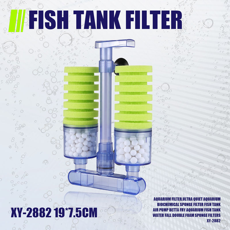 Aquarium Filter,Ultra Quiet Aquarium Biochemical Sponge Filter Fish Tank Air Pump Fry Aquarium Fish Tank Water Fall Double Foam Sponge Filters - 2