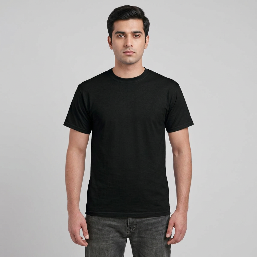 Black Polycotton Half Sleeve Tshirt Small to 10XL