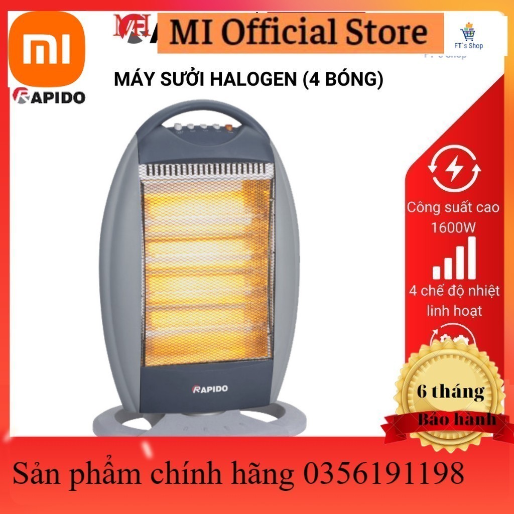 Máy sưởi Halogen Rapido RHH – 1600MM cao cấp 4 bóng sưởi, bảo hành 1 năm