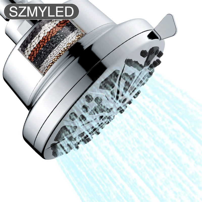 High Pressure Bathroom Showerhead 5 Inch Rain Shower Head With 8 Spray Modes Luxury Shower Experience Anti-Clogging 66 Silicone Nozzles