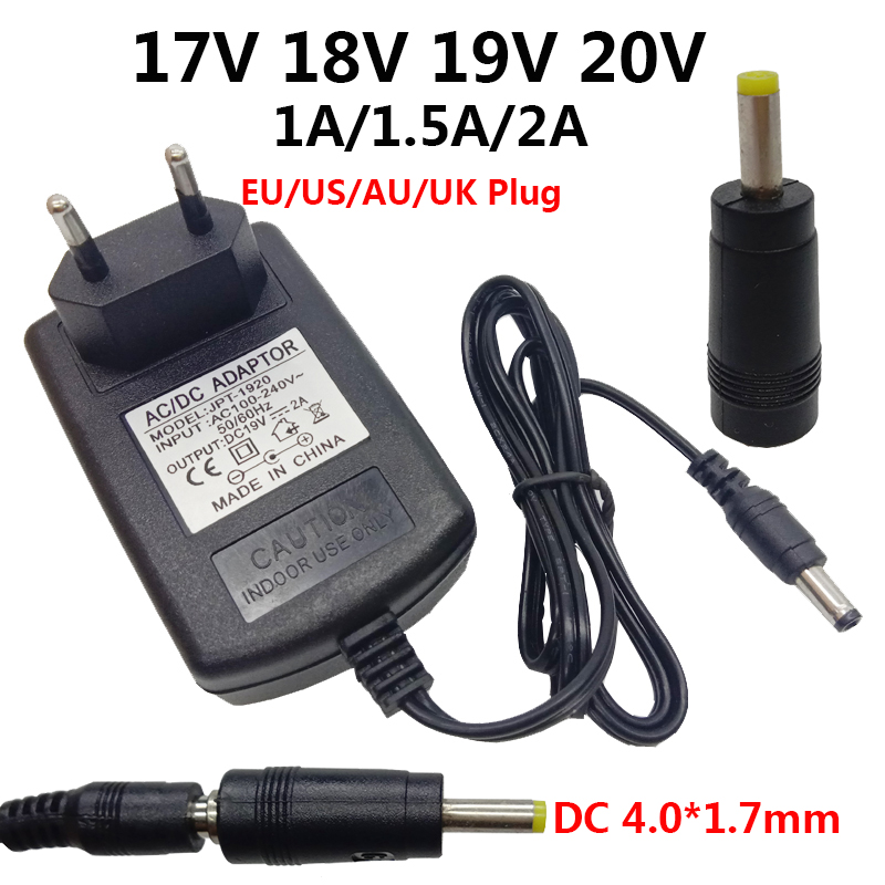 【】 4.0x1.7mm 17v 18v 19v 20v Ac Dc Power Adapter Supply 1a 1.5a 2a 17 18 19 20 Volt Adaptor Adaptado