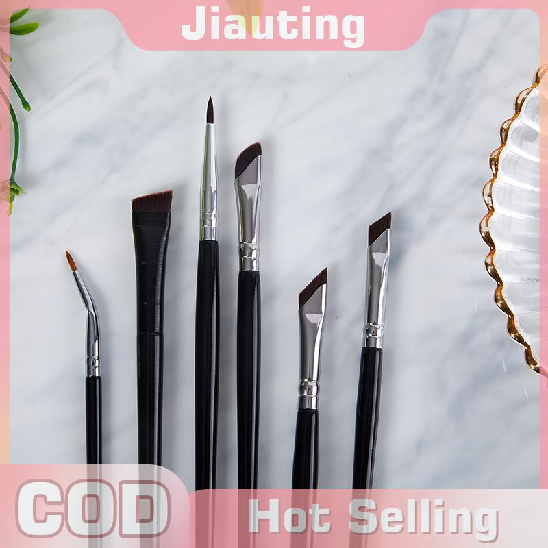 Jiauting 6 Pcs Upgrade Blade Eyeliner Brush Ultra Thin Fine Angle Flat Eyebrow Brush Under The Eyes Place Makeup Brush