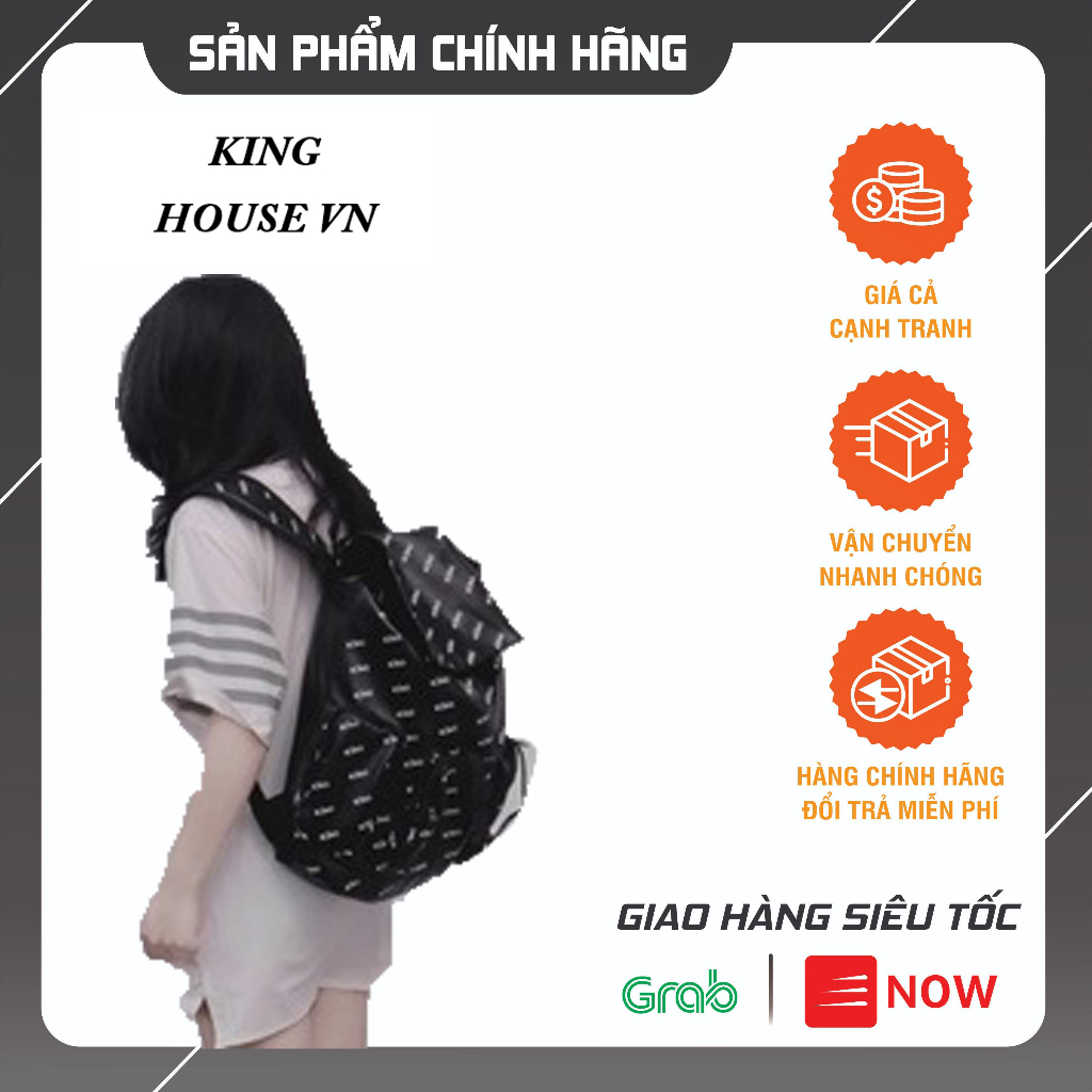 Balo Da Backpack Unisex Chống Nước Balo Backpack King-Màu Đen 02
