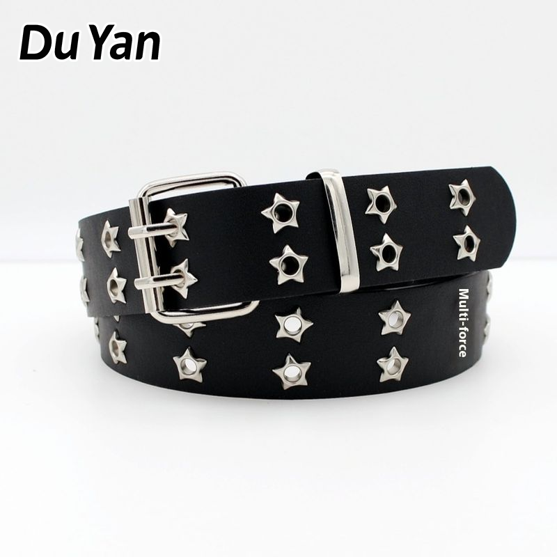 Du Yan Korean Style Hollow Punk Casual Belt Women's Fashion XINGX Eyelet Decoration Hip Hop Double Row Belt Women's ราคา 87 บาท*ส่งฟรี